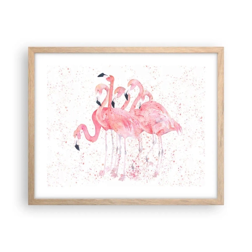 Affiche dans un chêne clair - Poster - Ensemble rose - 50x40 cm