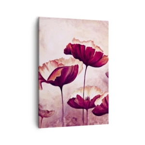 Impression sur toile - Image sur toile - Fleurs aux tons rouges et blancs sur un fond subtil - 50x70cm - Pétale rouge et blanc - Décoration murale moderne pour le salon et la chambre ARTTOR