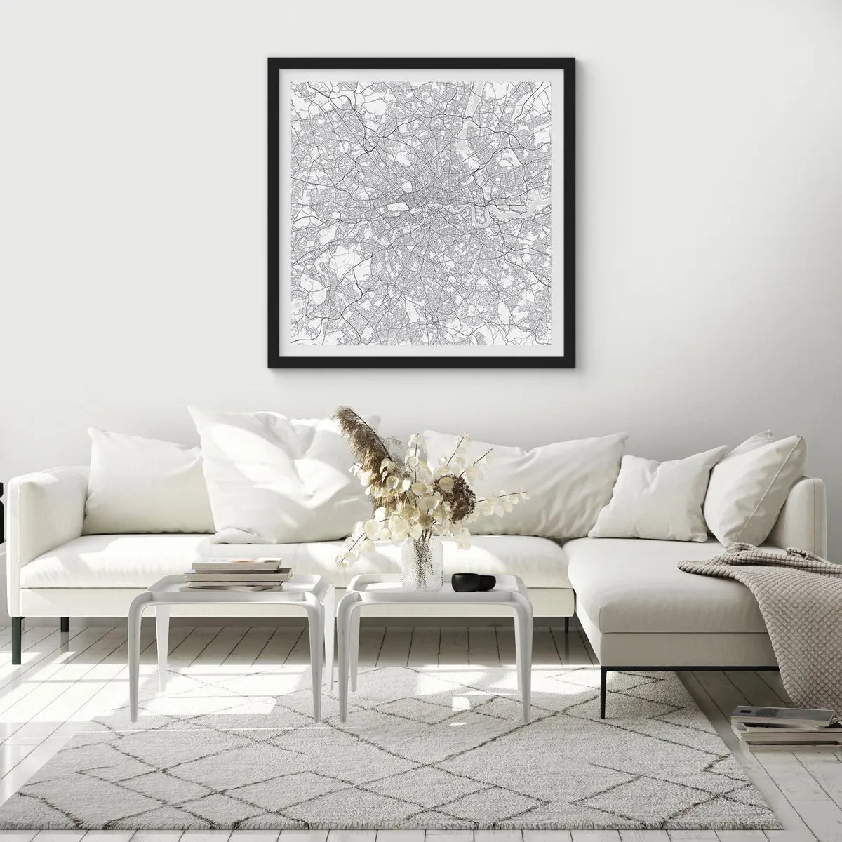 Affiche dans un cadre noir - Poster - Carte du labyrinthe londonien - 50x50 cm