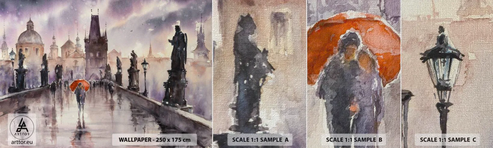 Échantillon de Papier Peint Premium Canvas - Les gens ne changent pas - Pont, Paysage, Classique - 100x30 cm