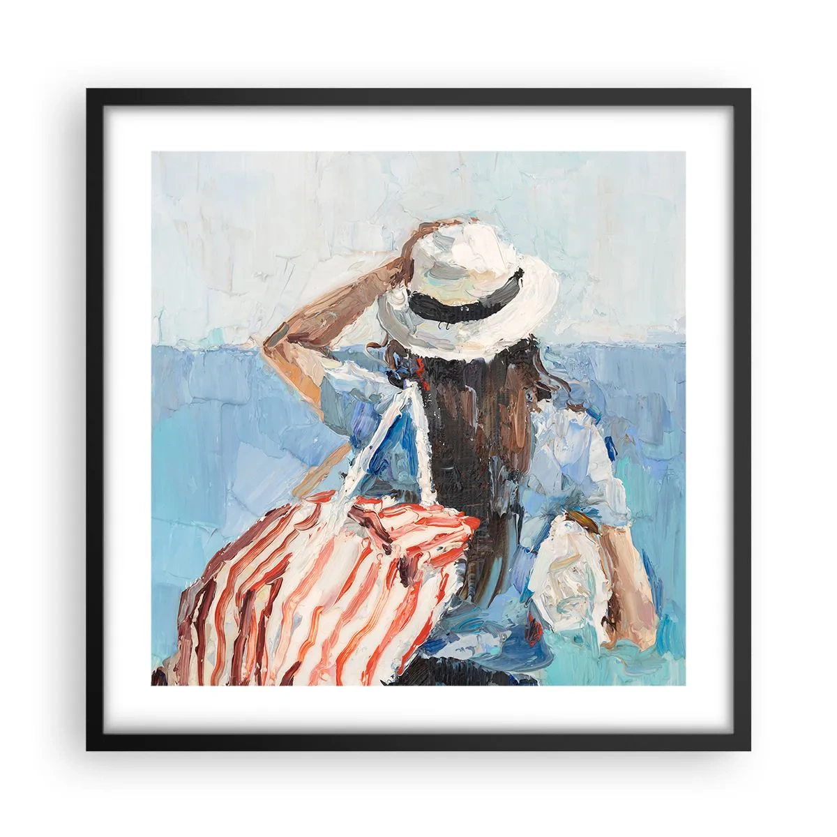 Affiche dans un cadre noir - Poster - Bienvenue à vos vacances - 50x50 cm