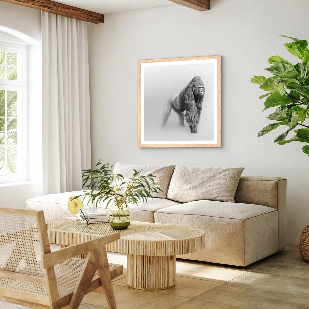 Affiche dans un chêne clair - Poster - Confiant en sa force - 30x30 cm