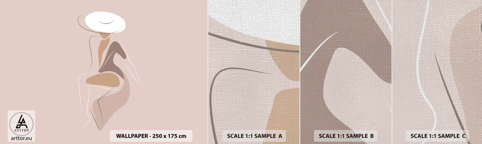 Échantillon de Papier Peint Premium Canvas - Être une dame - Graphique, Femme, Femme au chapeau - 100x30 cm