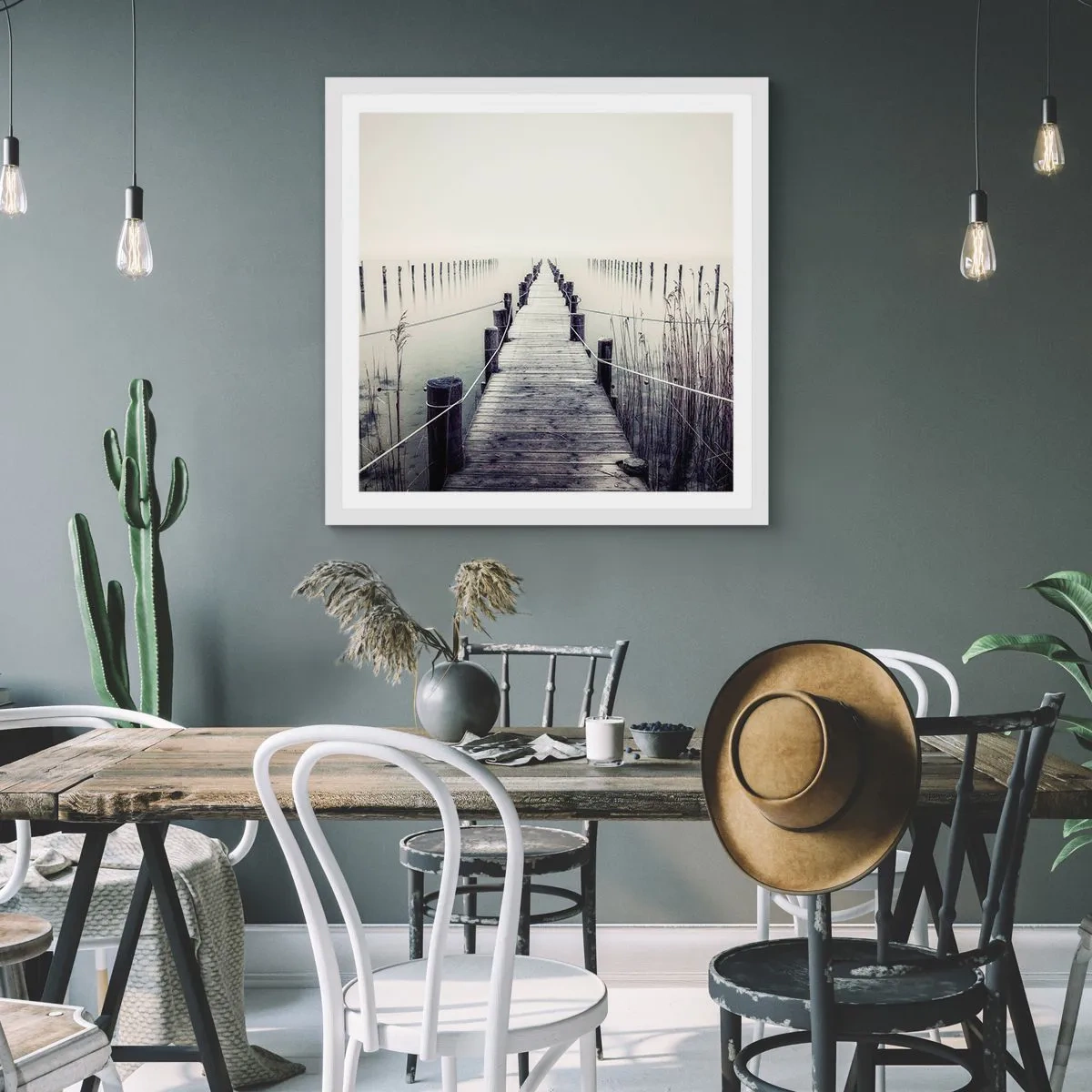 Affiche dans un cadre blanc - Poster - Plongez dans la paix - 60x60 cm