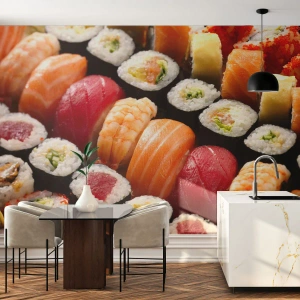 Papier Peint Photo Premium Sand - Couleurs et saveurs d'Asie - La gastronomie, Sushi, Asie - 350x256 cm