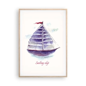 Affiche dans un chêne clair - Poster - Plein de voiles et d’eau calme - 70x100 cm