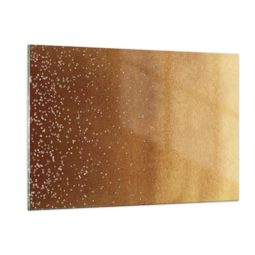 Impression sur verre - Image sur verre - Motif abstrait doré aux reflets fins - 120x80cm - Origine du monde - Décoration murale moderne pour le salon et la chambre ARTTOR