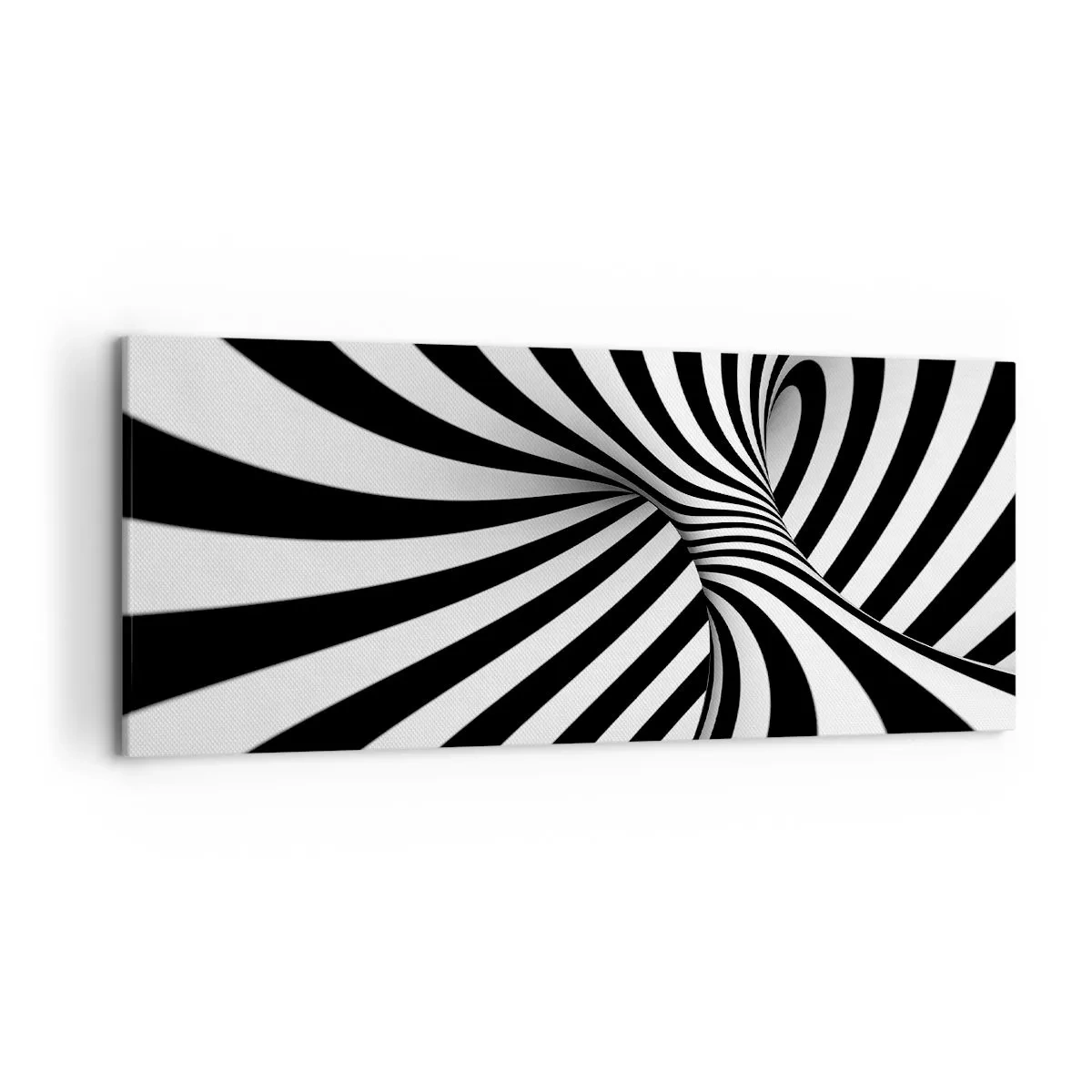 Impression sur toile - Image sur toile - Tunnel abstrait avec des rayures en spirale noires et blanches - 120x50cm - Composition : espace de danse - Décoration murale moderne pour le salon et la chambre ARTTOR