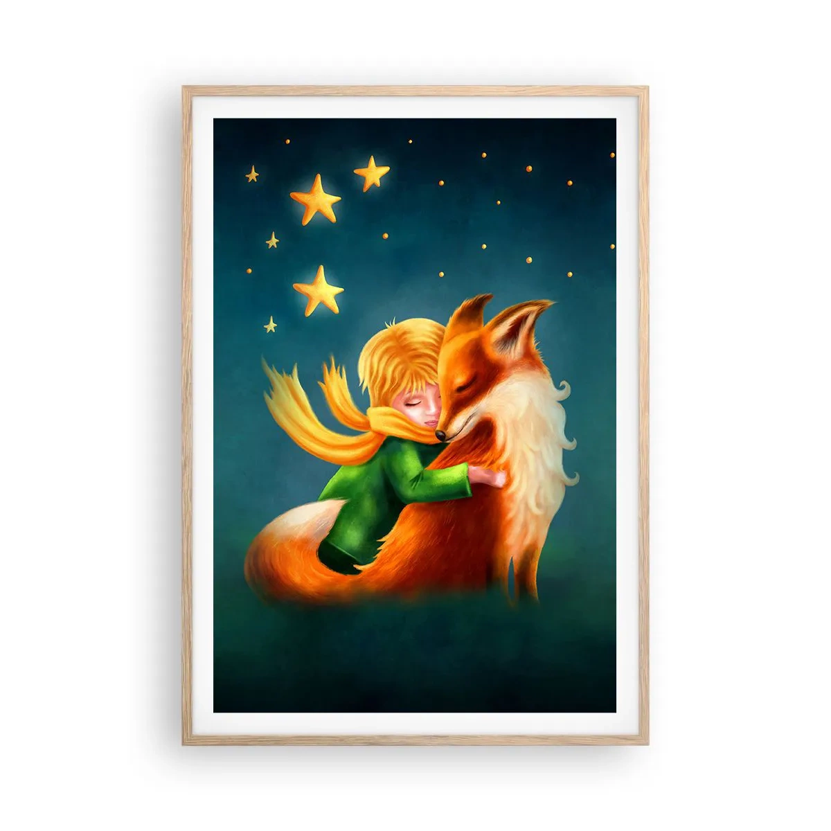 Affiche dans un chêne clair - Poster - Petit Prince - 70x100 cm