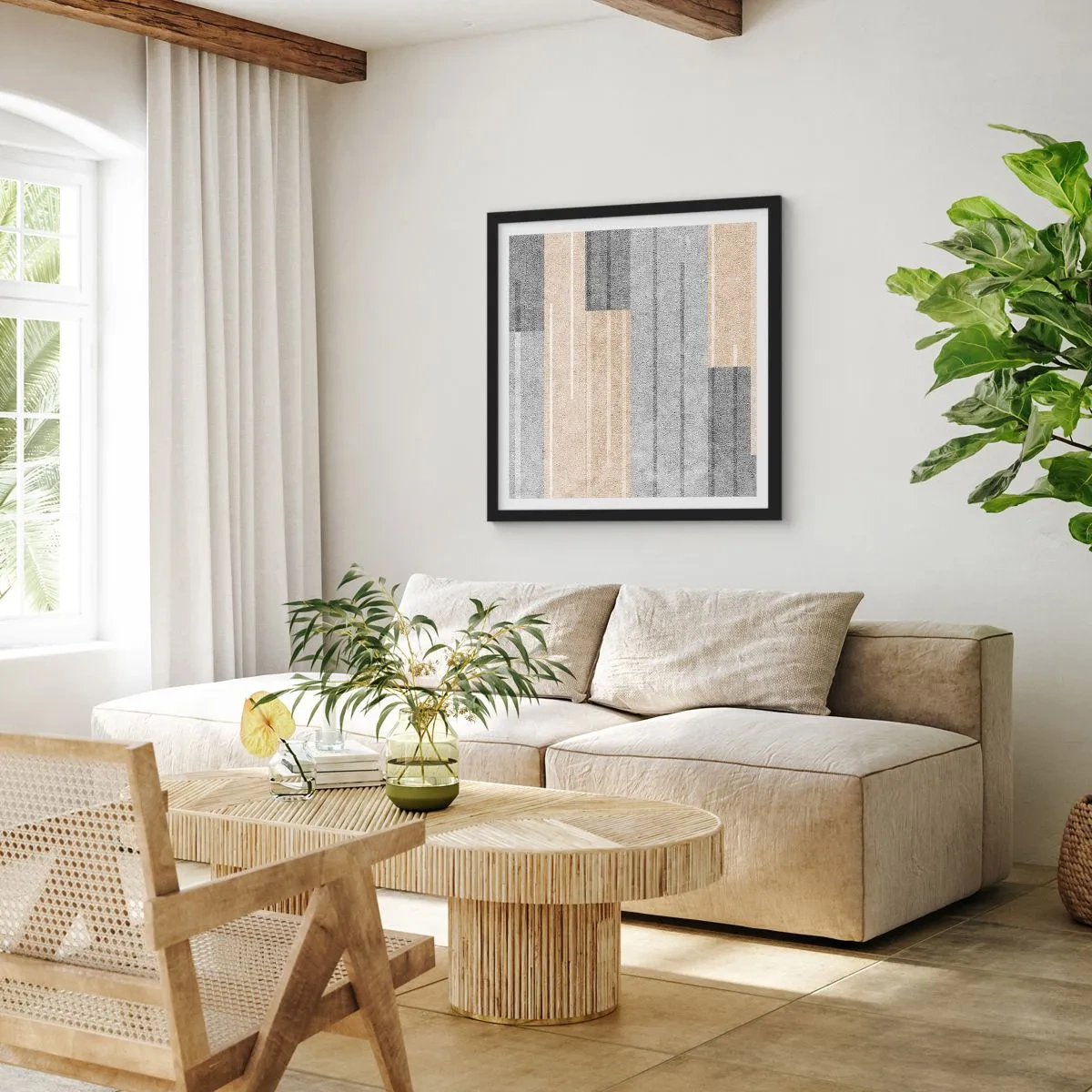 Affiche dans un cadre noir - Poster - Composition : se tenir droit - 60x60 cm