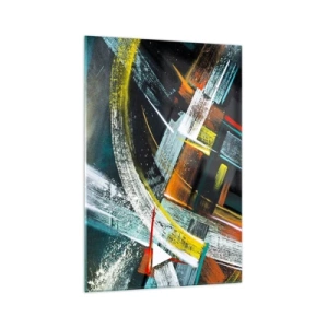 Impression sur verre - Image sur verre - Coups de pinceau abstraits et colorés - 70x100cm - L'énergie du mouvement - Décoration murale moderne pour le salon et la chambre ARTTOR