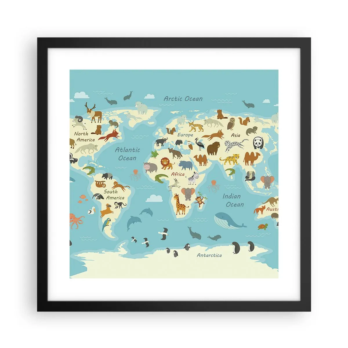 Affiche dans un cadre noir - Poster - De bons voisins - 40x40 cm