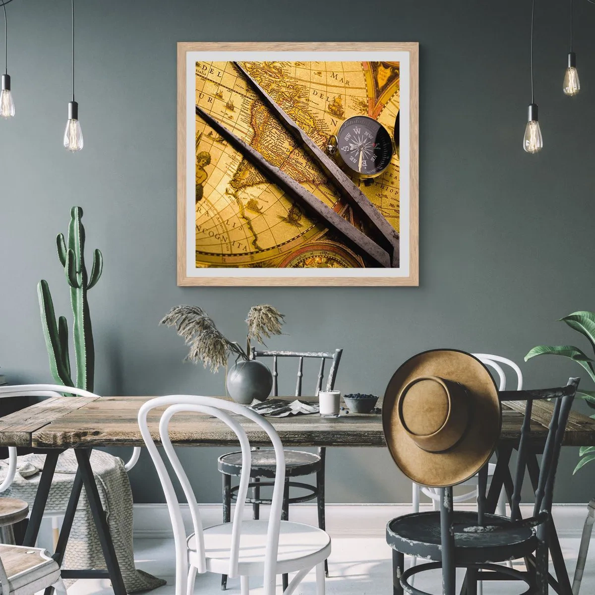 Affiche dans un chêne clair - Poster - Où sont ces trésors? - 60x60 cm