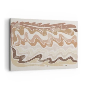 Impression sur toile - Image sur toile - Lignes abstraites ondulées dans des tons beiges - 100x70cm - Bonne énergie – bonnes émotions - Décoration murale moderne pour le salon et la chambre ARTTOR