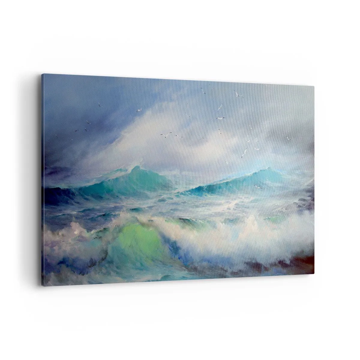 Impression sur toile - Image sur toile - De grosses vagues sur l'océan - 120x80cm - "Le tourbillon hurlait de triomphe..." - Décoration murale moderne pour le salon et la chambre ARTTOR