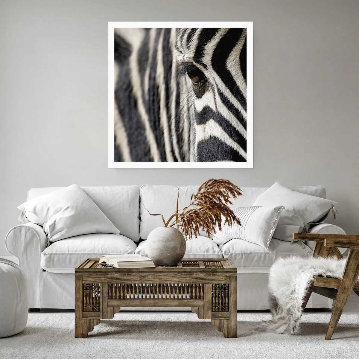 Affiche - Poster - Portrait en rayure - 50x50 cm