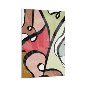 Impression sur verre - Image sur verre - Abstraction colorée avec des lignes noires - 50x70cm - Pirouettes parmi les couleurs - Décoration murale moderne pour le salon et la chambre ARTTOR