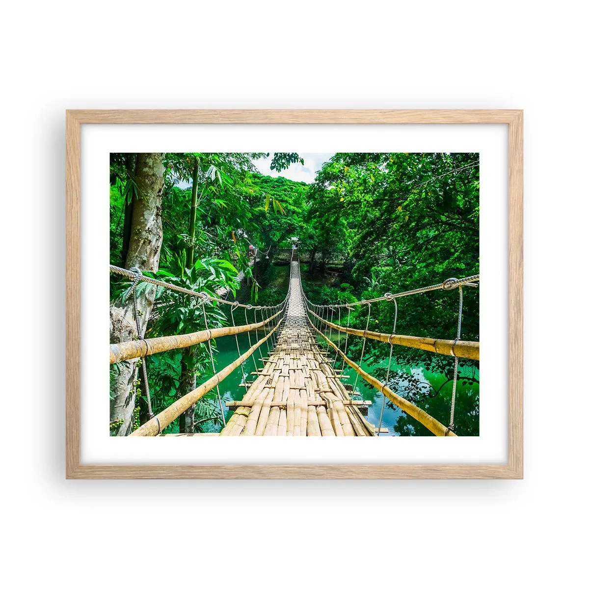 Affiche dans un chêne clair - Poster - Pont de singe en pleine nature - 50x40 cm