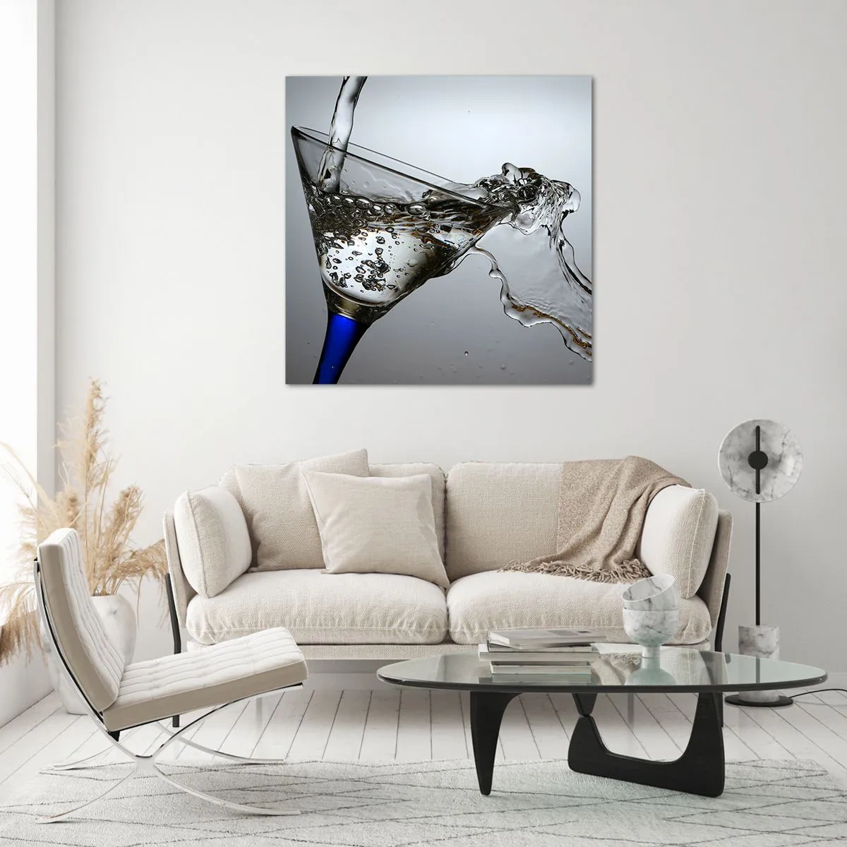 Impression sur verre - Image sur verre - Eau cristalline dans un verre cristal - 70x70 cm