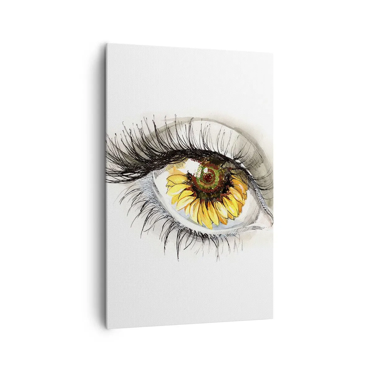 Impression sur toile - Image sur toile - Œil artistique avec un iris en forme de tournesol - 80x120cm - Un look aussi chaud que l'été - Décoration murale moderne pour le salon et la chambre ARTTOR