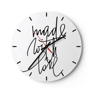 Horloge murale - Pendule murale - Horloge minimaliste avec l'inscription « Made with love » - 30x30cm - La meilleure marque - Décoration murale moderne pour le salon, la cuisine et la chambre ARTTOR