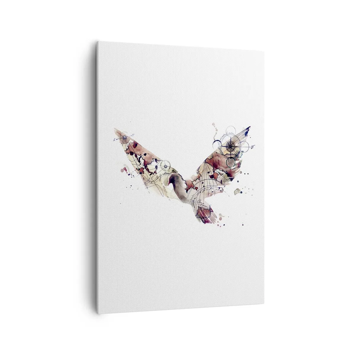 Impression sur toile - Image sur toile - Silhouette d'oiseau artistique avec des motifs géométriques - 70x100cm - Un pèlerin volant - Décoration murale moderne pour le salon et la chambre ARTTOR