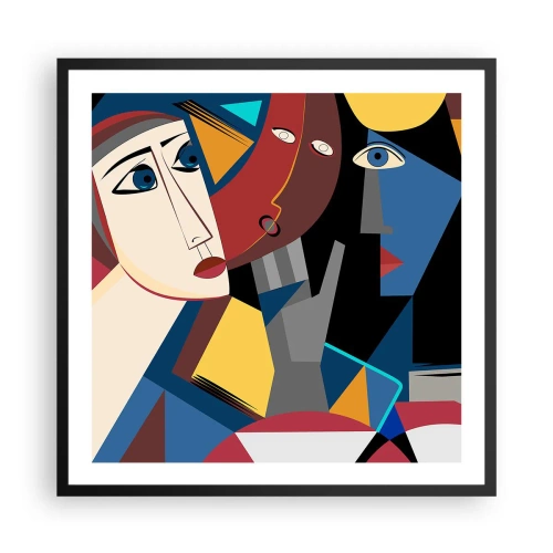 Affiche dans un cadre noir - Poster - Une conversation entre cubistes - 60x60 cm