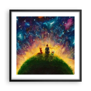 Affiche dans un cadre noir - Poster - Amour et amitié - le monde entier - 50x50 cm