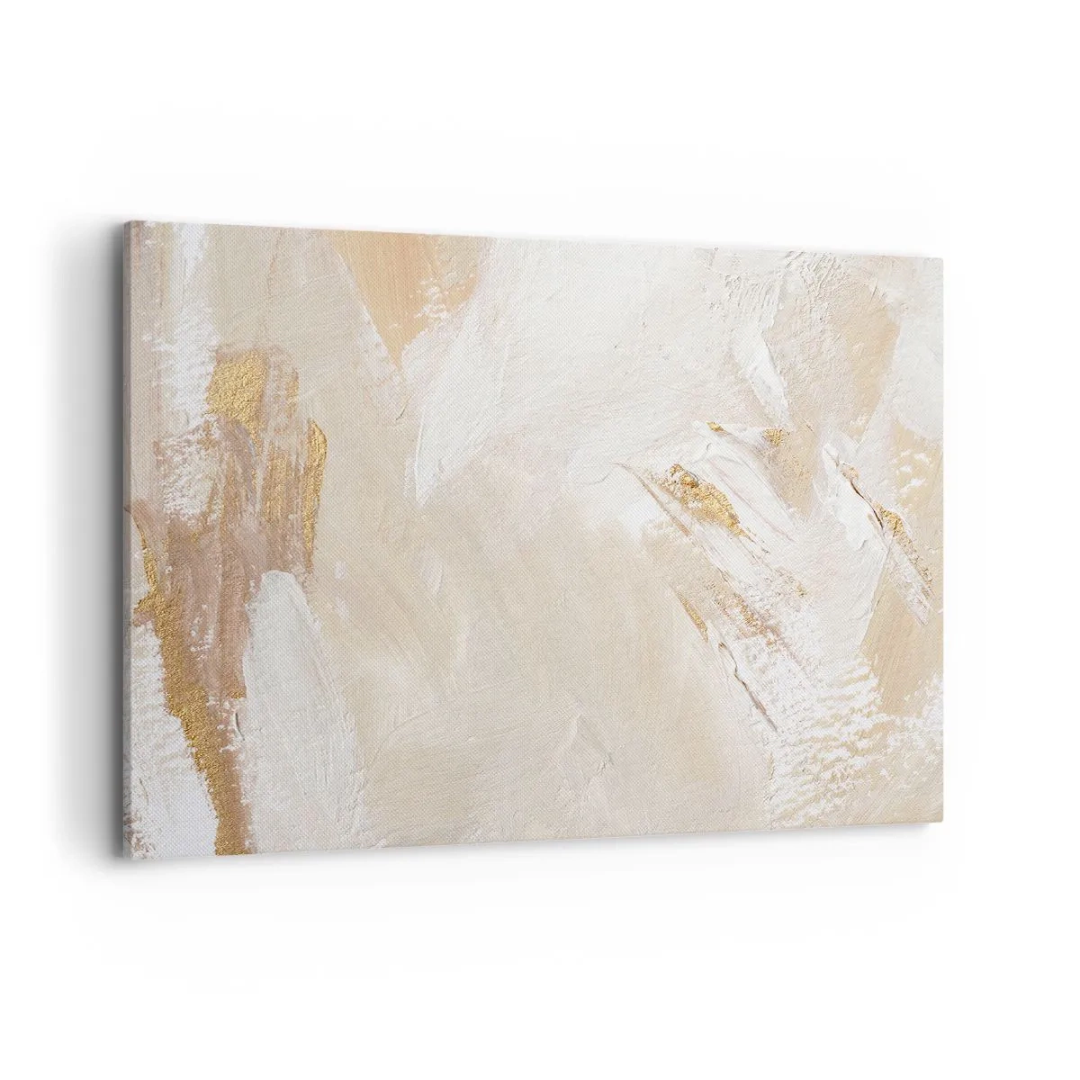 Impression sur toile - Image sur toile - Des tons abstraits délicats dans des tons beiges et dorés - 100x70cm - Composition pastel - Décoration murale moderne pour le salon et la chambre ARTTOR