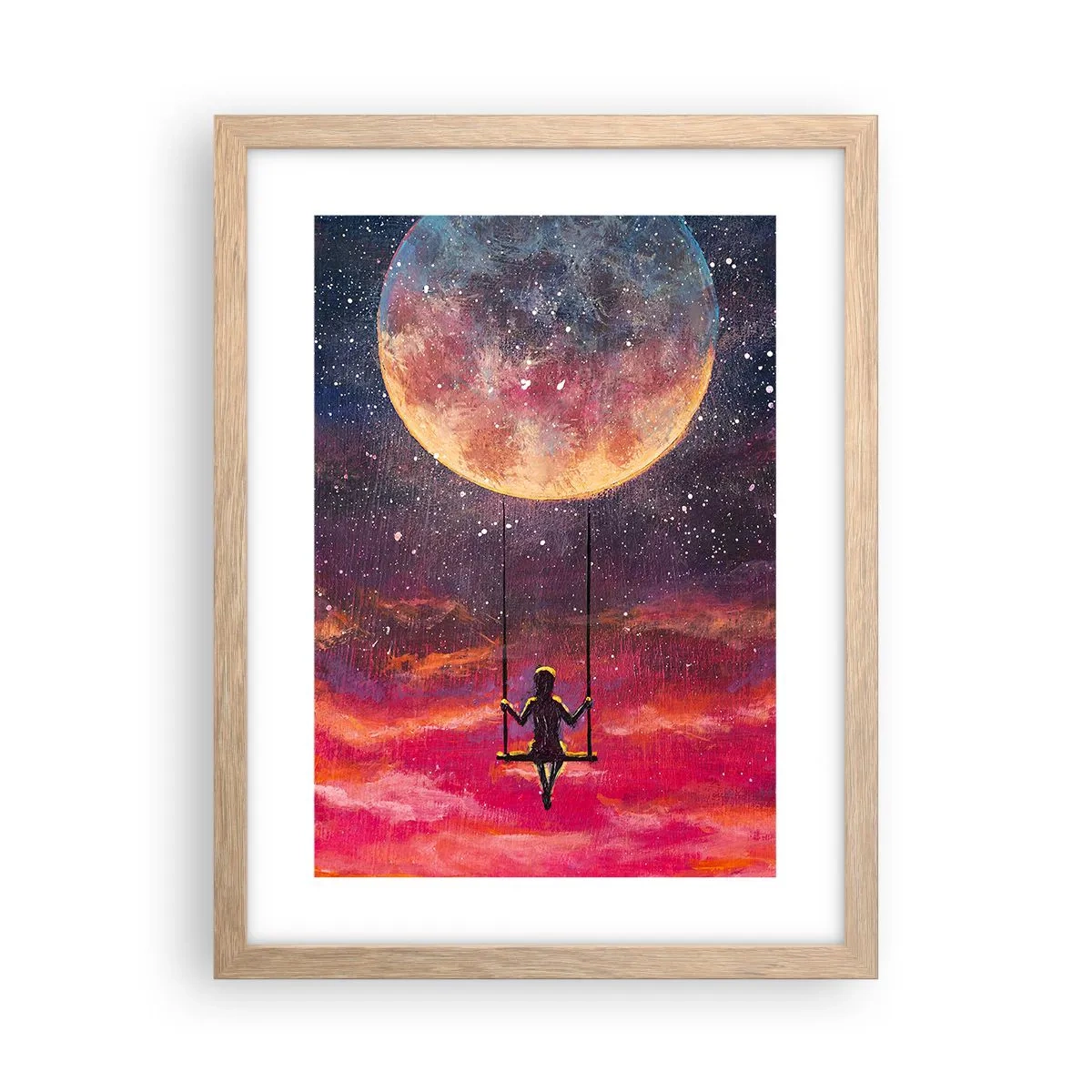 Affiche dans un chêne clair - Poster - Se balancer dans les nuages - 30x40 cm