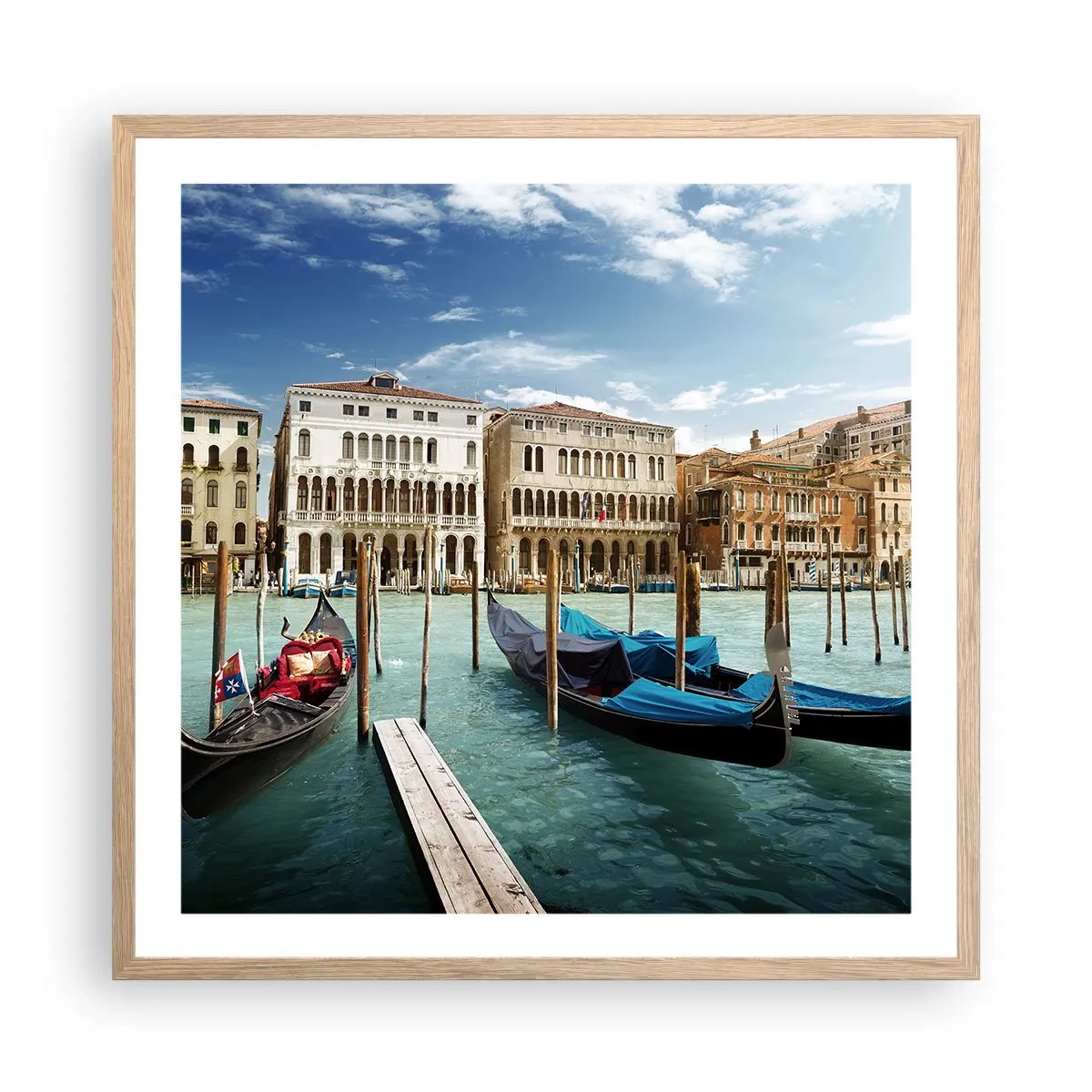 Affiche dans un chêne clair - Poster - Palace bleu ciel - 60x60 cm