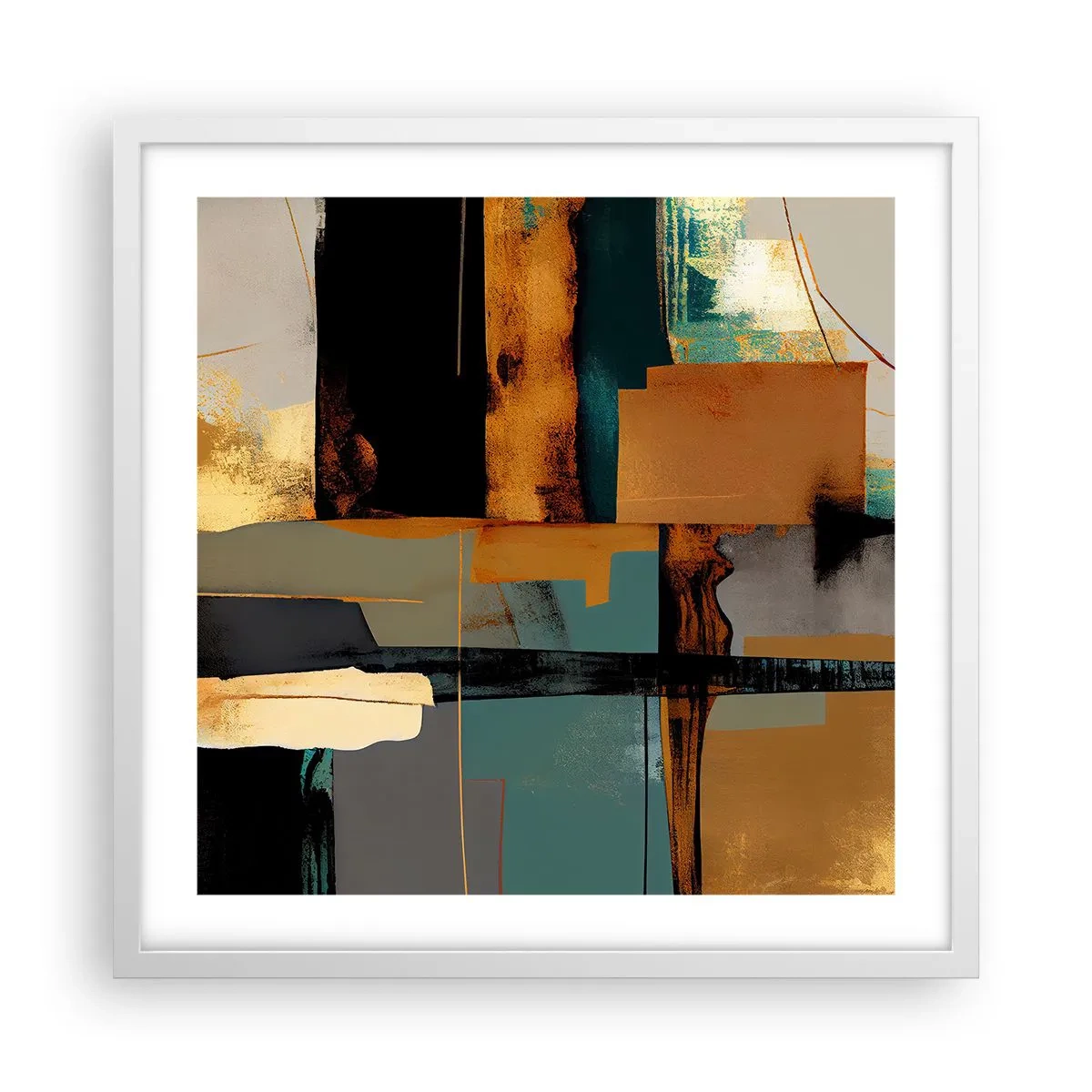 Affiche dans un cadre blanc - Poster - Abstraction – lumière et ombre - 50x50 cm