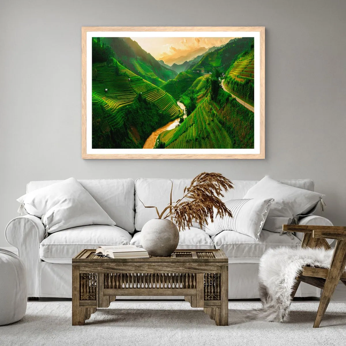 Affiche dans un chêne clair - Poster - Vallée vietnamienne - 50x40 cm