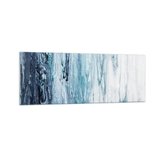 Impression sur verre - Image sur verre - Des stries bleues et blanches abstraites ressemblant à des glaçons - 140x50cm - Une glace bleue - Décoration murale moderne pour le salon et la chambre ARTTOR