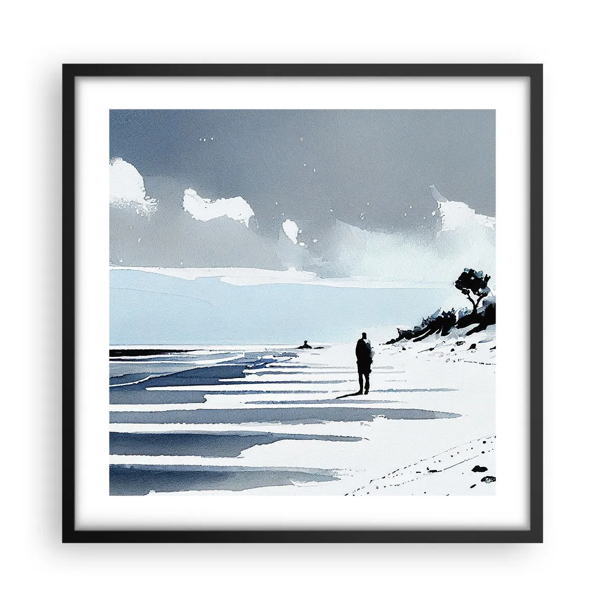 Affiche dans un cadre noir - Poster - Seul à seul - 50x50 cm