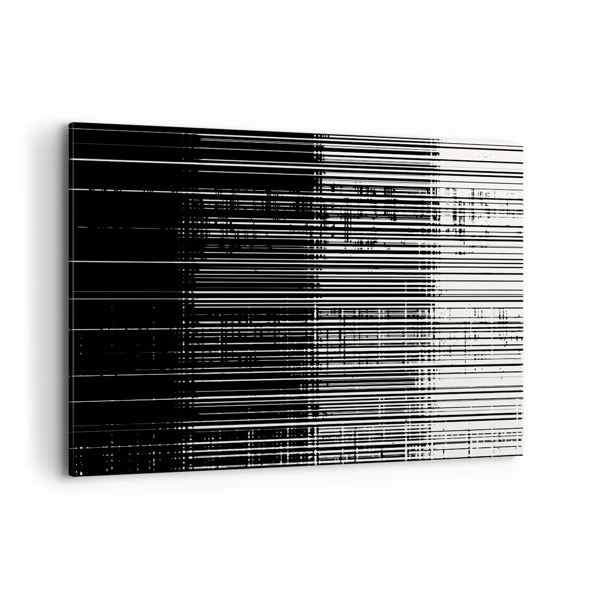Impression sur toile - Image sur toile - Composition abstraite de lignes en noir et blanc contrastés - 100x70cm - Ondes et vibrations - Décoration murale moderne pour le salon et la chambre ARTTOR