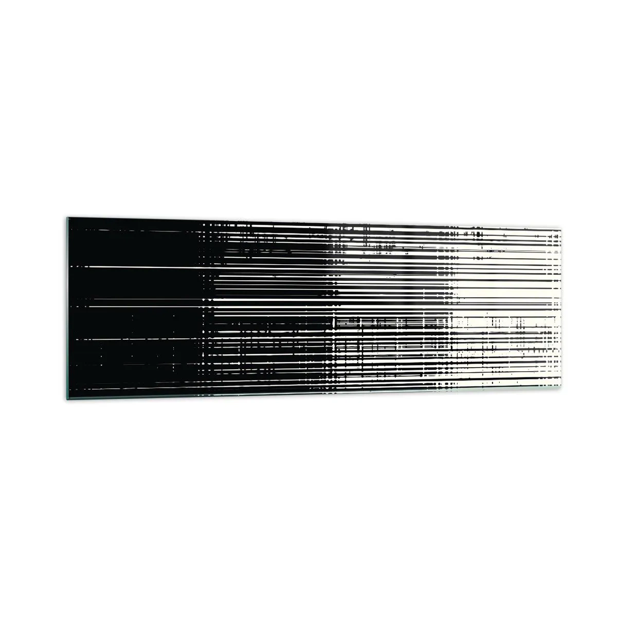 Impression sur verre - Image sur verre - Composition abstraite de lignes en noir et blanc contrastés - 160x50cm - Ondes et vibrations - Décoration murale moderne pour le salon et la chambre ARTTOR