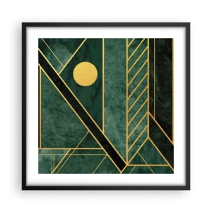 Affiche dans un cadre noir - Poster - Dynamique or et azur - 50x50 cm