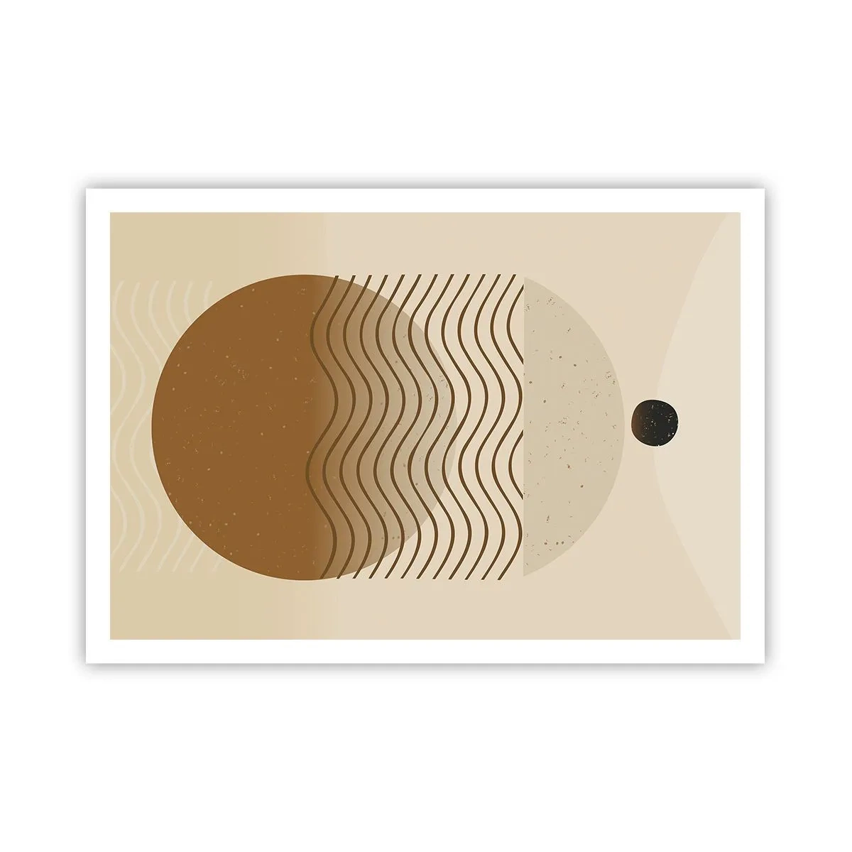 Affiche - Poster - Abstraction géométrique avec des cercles et des lignes ondulées aux couleurs chaudes. - 100x70cm - Sur l'origine des figures géométriques - Décoration murale moderne pour le salon et la chambre ARTTOR
