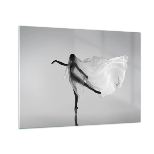 Impression sur verre - Image sur verre - Silhouette d'une danseuse avec un voile flottant en mouvement - 70x50cm - Légèreté et grâce - Décoration murale moderne pour le salon et la chambre ARTTOR
