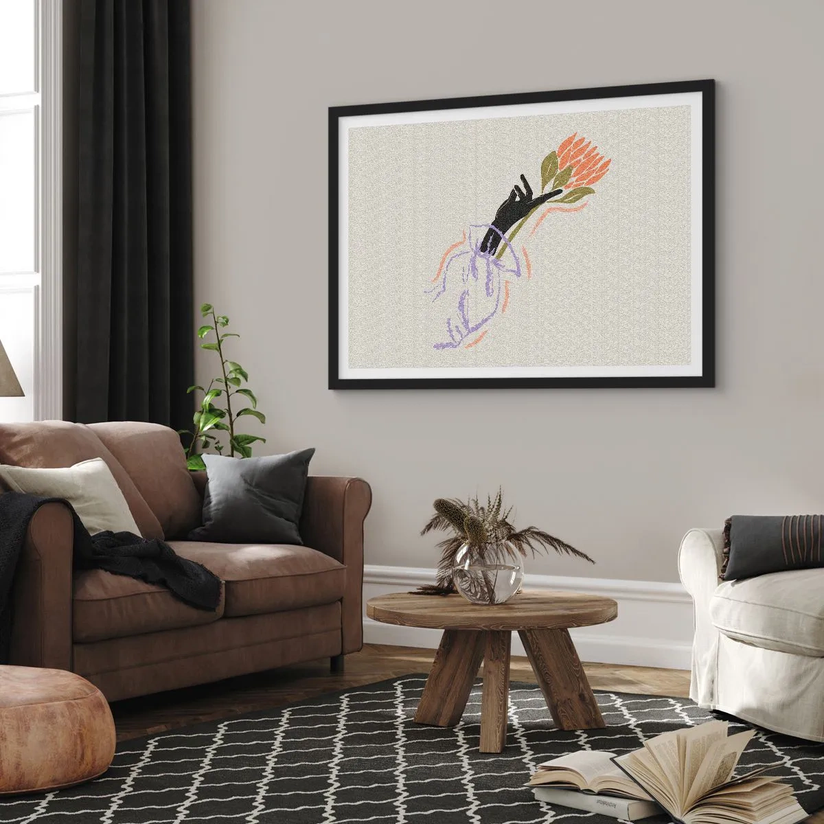 Affiche dans un cadre noir - Poster - Touche fraternelle - 40x30 cm