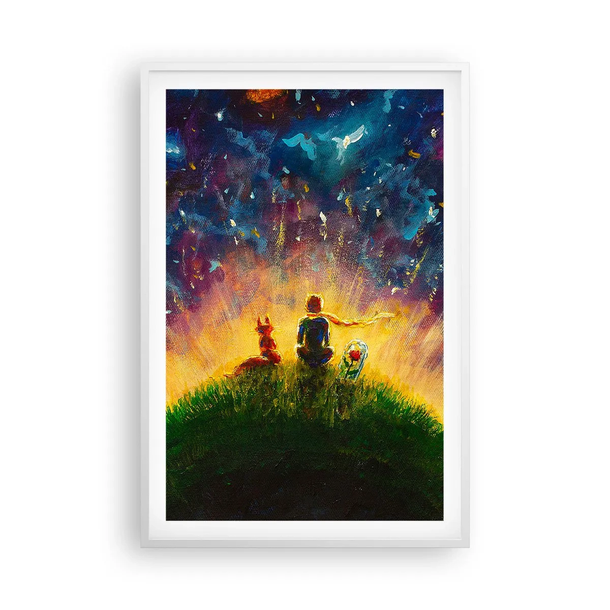 Affiche dans un cadre blanc - Poster - Amour et amitié - le monde entier - 61x91 cm