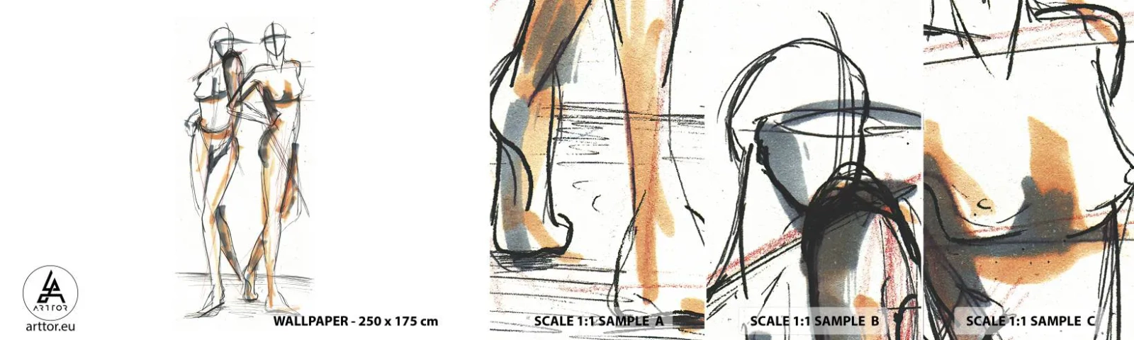 Échantillon de Papier Peint Autocollant Deluxe Sticker - Étude de la grâce - Graphique, Mode, Art moderne - 100x30 cm
