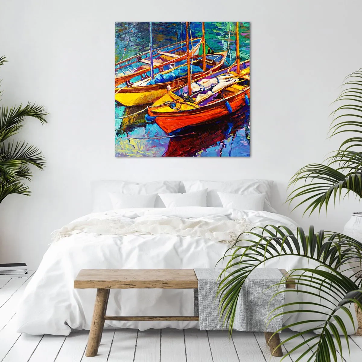 Impression sur toile - Image sur toile - Sur l'eau épaisse de couleurs - 50x50 cm