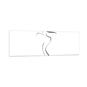 Impression sur verre - Image sur verre - Contour minimaliste d'une silhouette féminine sur fond blanc - 160x50cm - Insaisissable comme une vague - Décoration murale moderne pour le salon et la chambre ARTTOR