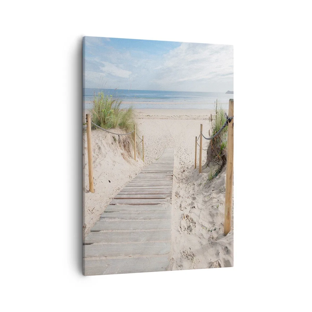 Impression sur toile - Image sur toile - Un chemin de planches menant à une plage de sable - 50x70cm - A l'horizon - Décoration murale moderne pour le salon et la chambre ARTTOR