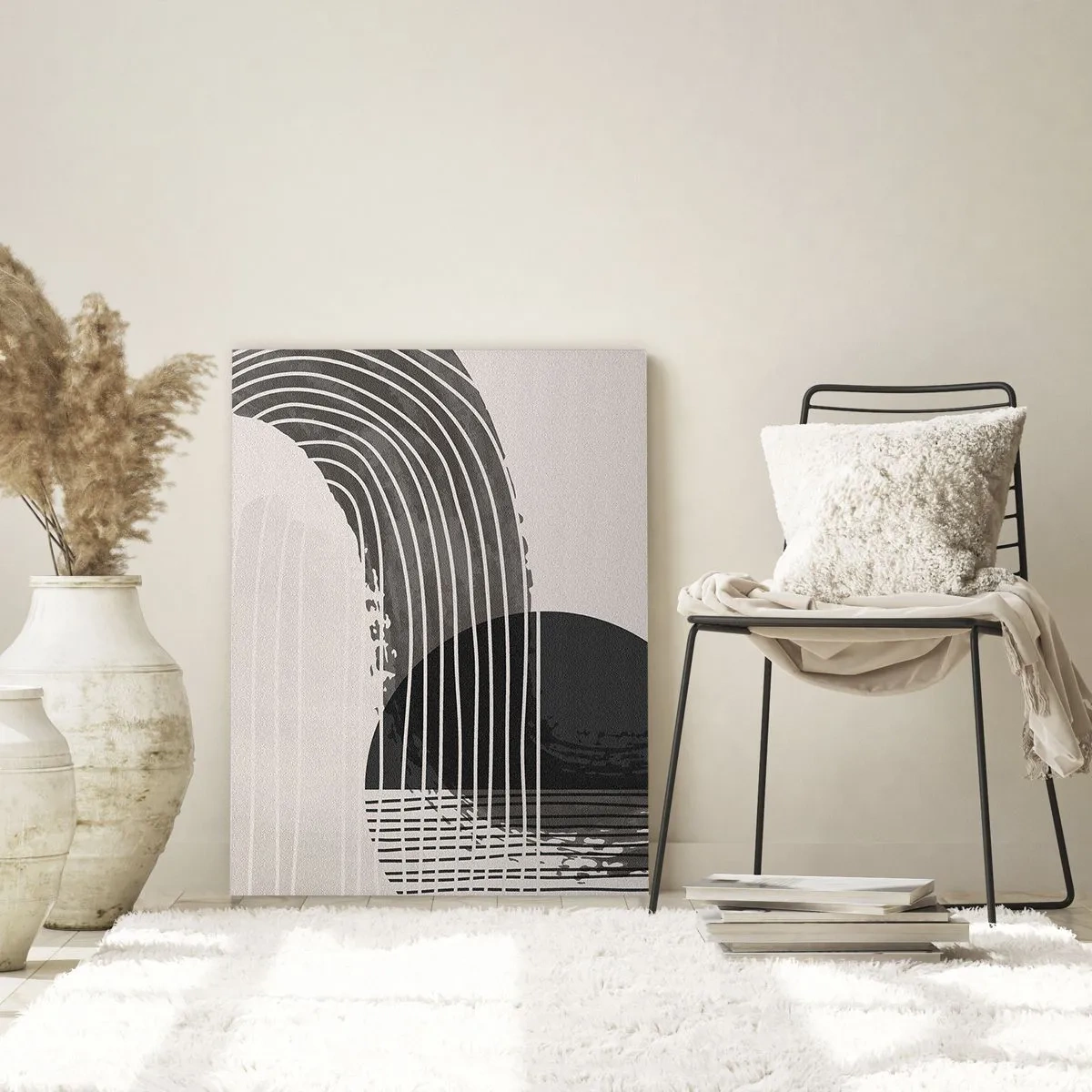 Impression sur verre - Image sur verre - Motif abstrait avec des lignes et des formes géométriques - 80x120cm - Aller et retour - Décoration murale moderne pour le salon et la chambre ARTTOR