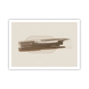 Affiche - Poster - Une composition minimaliste dans les tons beige et gris avec un motif géométrique - 100x70cm - Parfum de gris - Décoration murale moderne pour le salon et la chambre ARTTOR