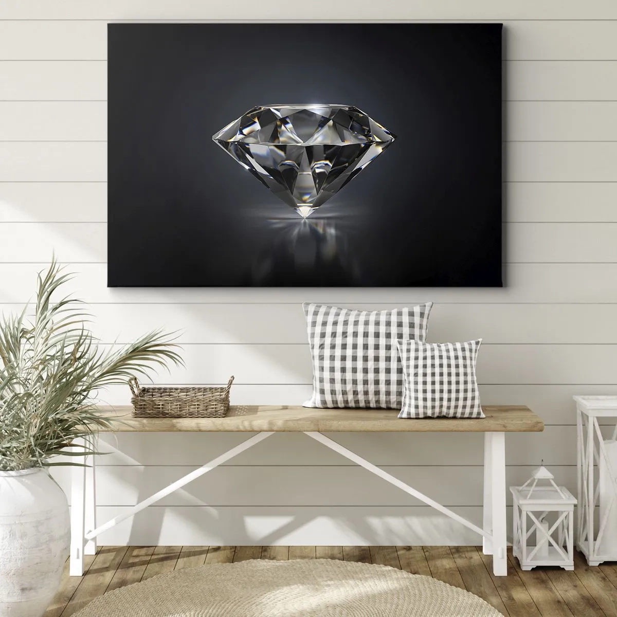 Impression sur toile - Image sur toile - Une interprétation artistique d'un diamant sur fond sombre - 100x70cm - La meilleure amie - Décoration murale moderne pour le salon et la chambre ARTTOR