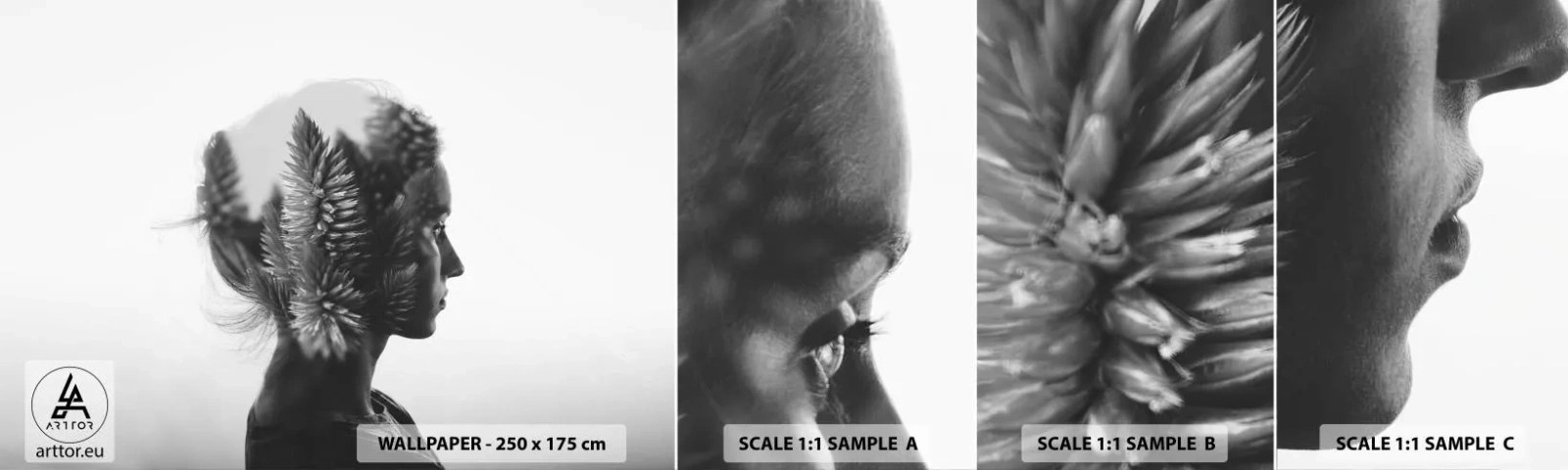 Échantillon de Papier Peint Autocollant Deluxe Sticker - Dame de la pinède - Abstraction, Femme, Morceau - 100x30 cm